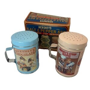 Vintage 1983 Hershey's Chocolate Vintage Salt & Pepper Tins Range Top Design